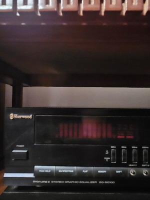 Sherwood sound amplifier used with equalizer and Wharfedale speakers