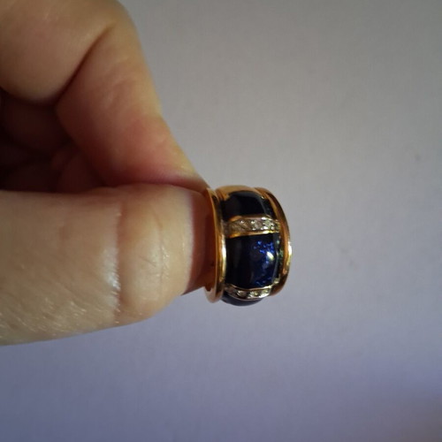 Vintage Atelier Cocktail Ring size 54, like new, blue and gold tone