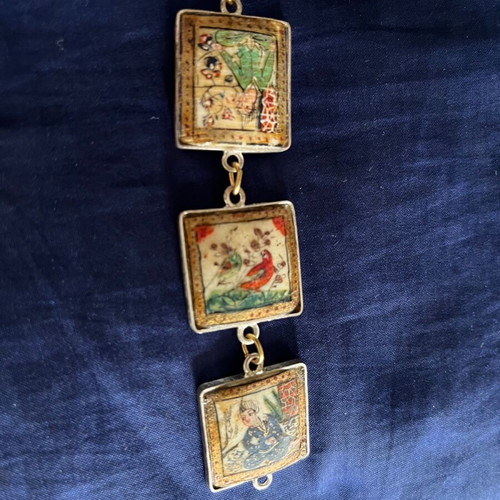 Bracelet Persian miniatures painting used on 925 silver base
