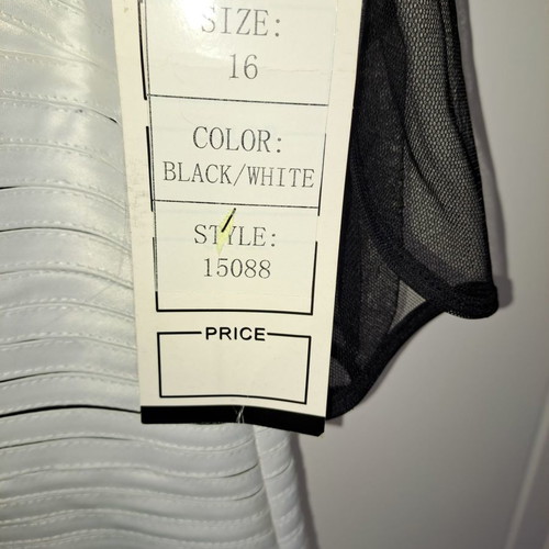 Evening dress new with black-white bolero, size 16