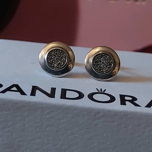 Pandora earrings new round design with white zirconia
