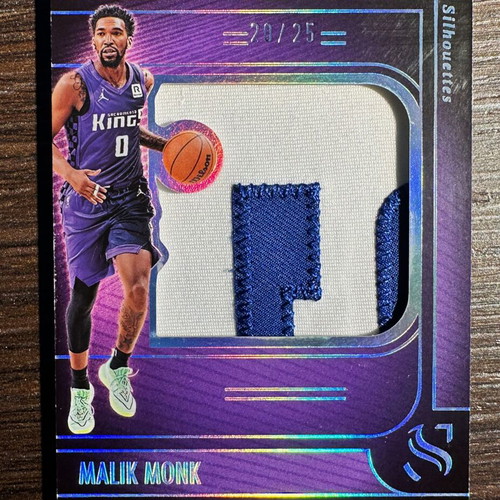 Malik Monk numbered card 20/25 JUMBO Game Worn Patch 24-25 Panini NBA Silhouette new