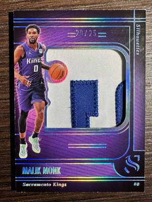 Αριθμημένη κάρτα Malik Monk 20/25 JUMBO Game Worn Patch 24-25 Panini NBA Silhouette καινούργιο