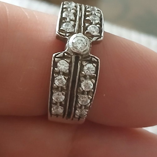 Ring with zirconia, 925 silver, 17.5 mm, like new