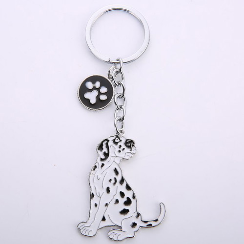 Dalmatian dog keychain new metal with paw