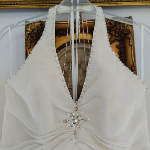 Wedding dress size 36, like new, open back, beige