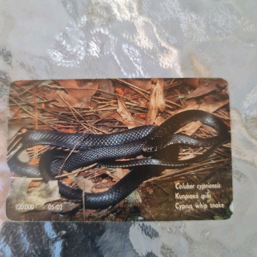 Coin snake collectible phone card used, Coluber Cyprus snake 05/2002