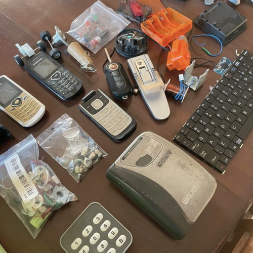 Lot of electronics for parts and DIY projects, including Walkman and Samsung phones