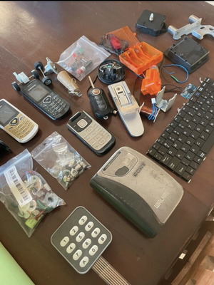 Lot of electronics for parts and DIY projects, including Walkman and Samsung phones