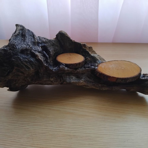 Handmade double candlestick from natural driftwood