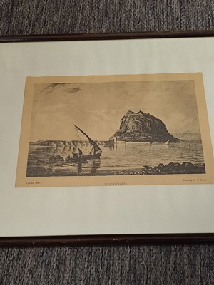 Vintage Frame 70s-80s Monemvasia 1865 Engraving Vicenzo Lanza used
