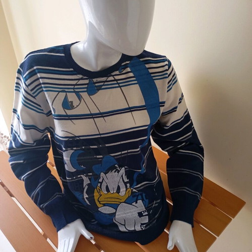 Ανδρικό πουλόβερ Surf μπλε με ζωγραφιά Donaldduck, μακρυμάνικο σαν καινούργιο