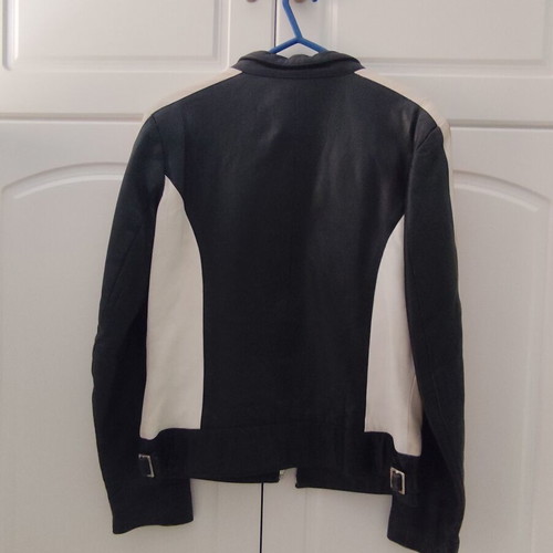 Vintage Iso leather motorcycle jacket used, size medium, black and white