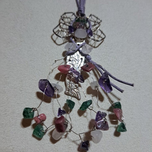 Handmade necklace with multicolor semi-precious stones like amethyst quartz aventurine