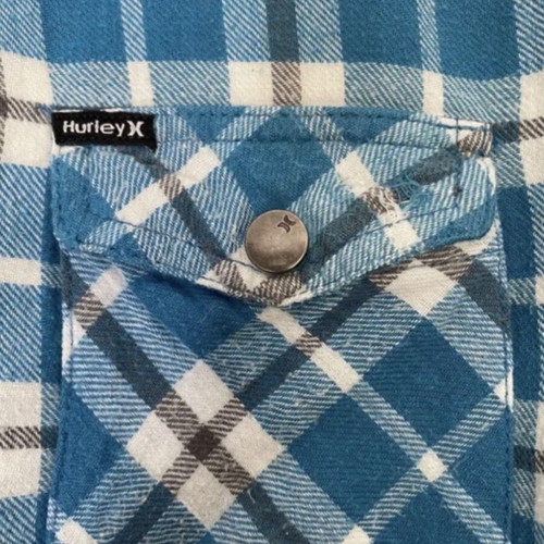 Hurley boys' jacket used, 12 years, blue and white checkered