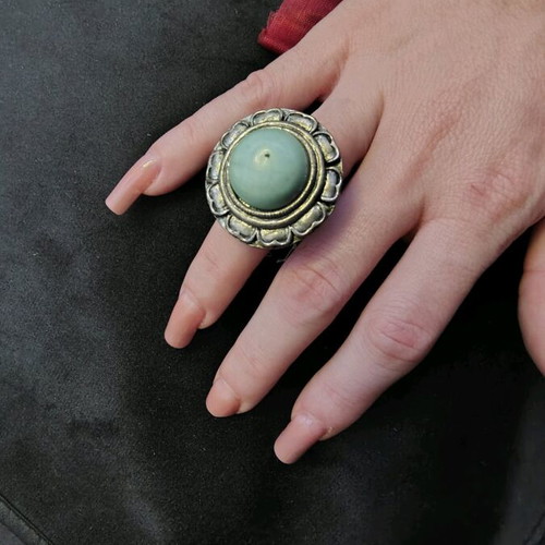 Ring used with turquoise stone adjustable, silver