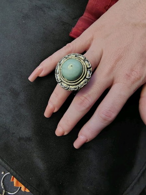 Ring used with turquoise stone adjustable, silver