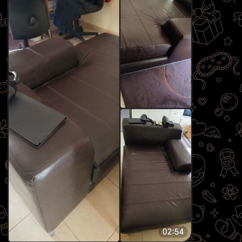 Leather sofa used, genuine leather, 1.60x1.10 m
