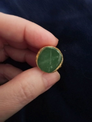 Gold-plated ring with green stone like new, opening, double plating