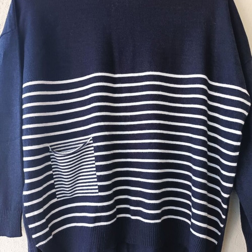 CHANGE WOMEN'S NAVY STRIPED SWEATER
