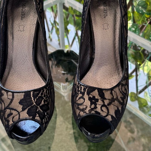 Migato high heel peep-toe 11cm black lace used