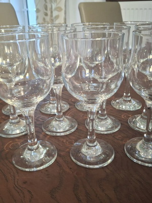 Wine glasses used, set of 11, glass