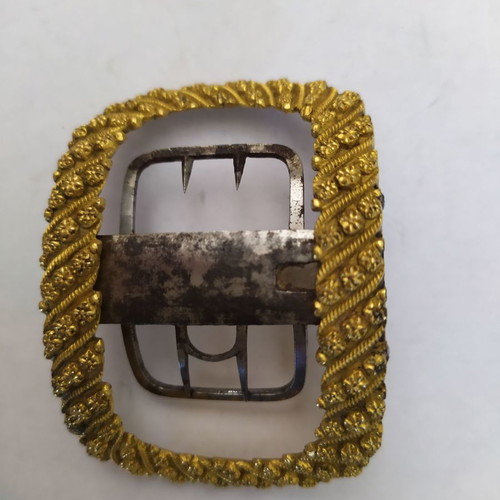 French shoe buckle used, brass, circa 1840