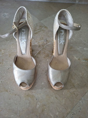 Nak gold high-heeled espadrilles like new, size 36