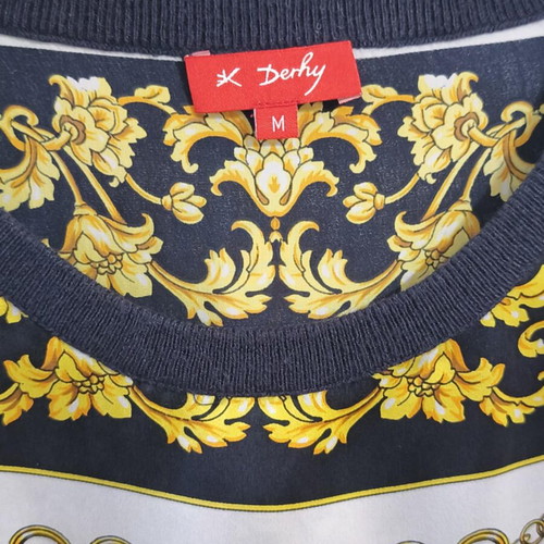 Derhy Baroque dress with silk and cashmere like new, blue and gold
