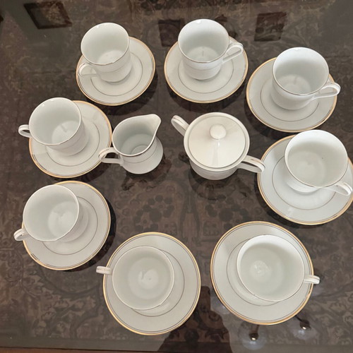 SP Dresden vintage German porcelain tea set used, 18 pieces