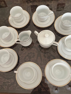 SP Dresden vintage German porcelain tea set used, 18 pieces