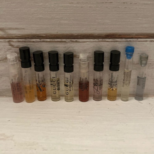 Perfume samples used, pack of 10 with Lancome, Gucci, Pacco Rabanne