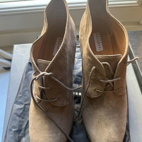 Fratelli Rossetti shoes new, taupe suede, 8cm heel