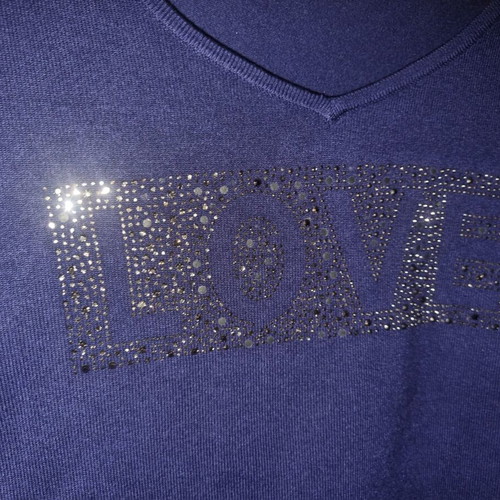 Guess women's blouse used, blue with LOVE strass