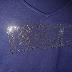 Guess women's blouse used, blue with LOVE strass