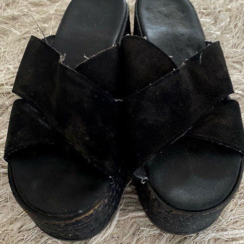 Black Suede Platform Mules like new, size 37
