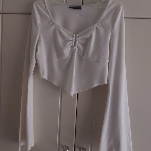 Asymmetric long-sleeve blouse Shein size M like new, white