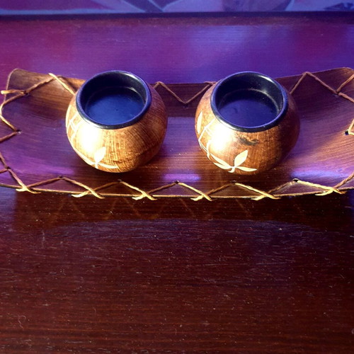 Handmade wooden decorative tealight holder like new