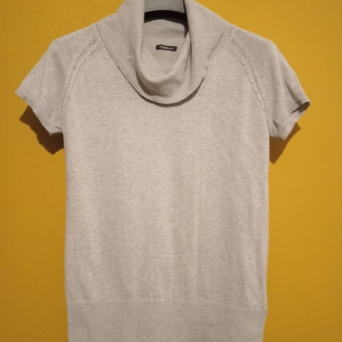 Motivi short-sleeve knit sweater, gray, size M, 5% cashmere