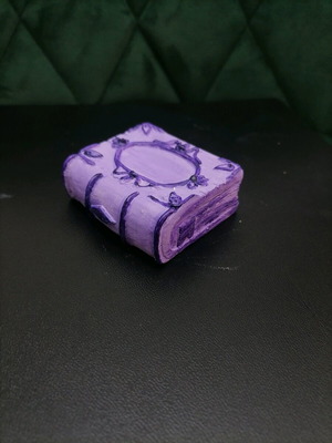 Handmade plaster sculpted book new in pink and purple colors