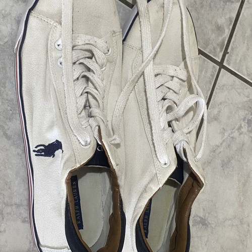 Polo Ralph Lauren men's sneakers used, white with blue logo, size 45
