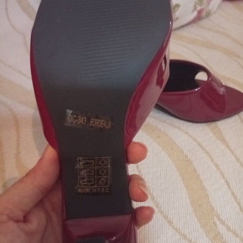Mules patent leather burgundy, new, heel height 8cm