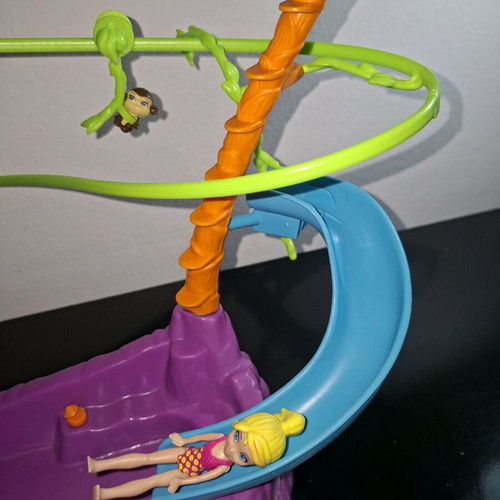 Polly Pocket Zipline Adventure Pool used with missing parts and discoloration