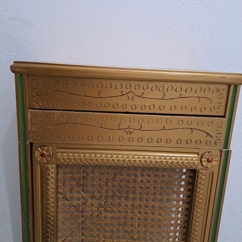 Wooden radiator cover used, marquetry, handmade, antique