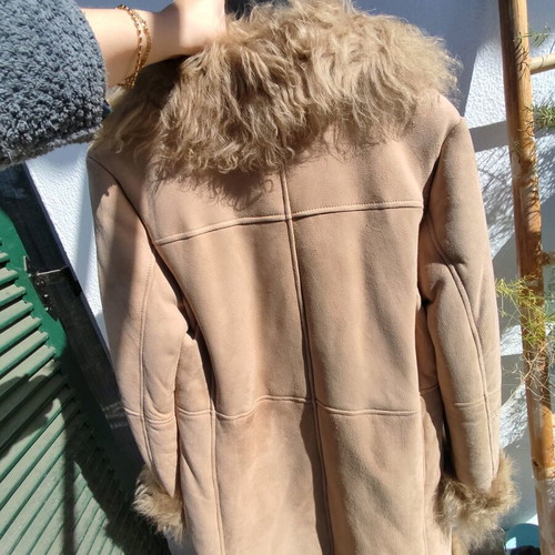 Zara natural lamb fur coat size M like new
