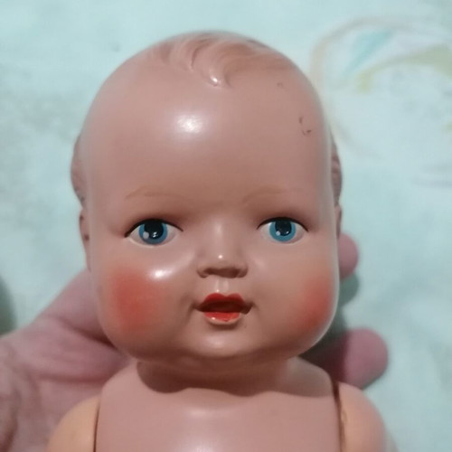 Vintage German Celluloid Minerva 20 Doll Baby Boy used, 1950s