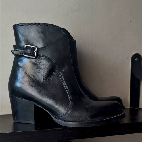 CafeNoir ankle boots used, black leather, size 36, 5 cm heel