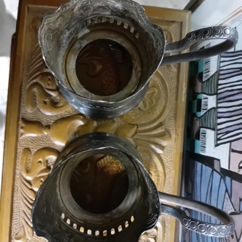 Soviet Union glass holders used, pair