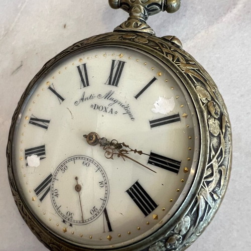 Doxa vintage antique pocket watch used, hunting party 1906