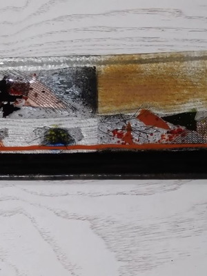 Glass platter blown, elongated 30x10 cm for decoration and use